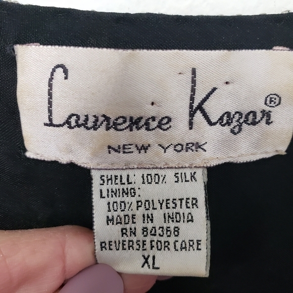 Vintage Laurence Kazer New York 100% Silk Beaded Short Sleeve Jacket XL EUC - Picture 9 of 13